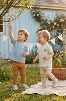 Набір з 2 бавовняних легінсів - бежевий