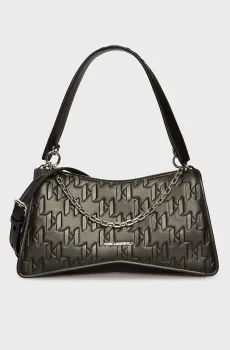 Женская черная кожаная сумка с узором K SEVEN ELEMENT Черный ONESIZE Karl Lagerfeld 240W3193