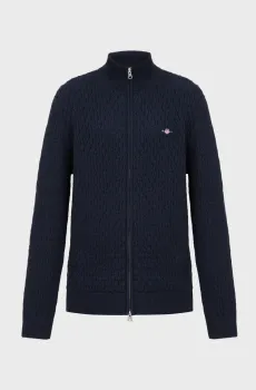 Мужской темно-синий кардиган TEXTURED COTTON ZIP CARDIGAN Синий XXL Gant 8030227
