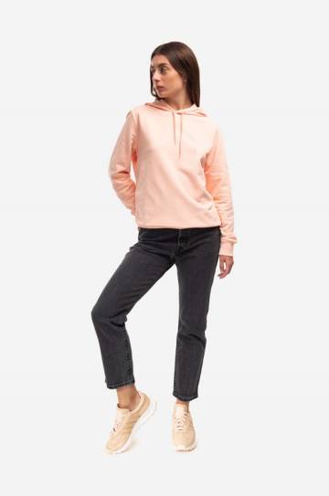 Хлопковая кофта A.P.C. Hoodie Item F женская цвет оранжевый с капюшоном однотонная COEAS.F27674-PECHE Хлопковая кофта A.P.C. Hoodie Item F женская цвет оранжевый с капюшоном однотонная COEAS.F27674-PECHE