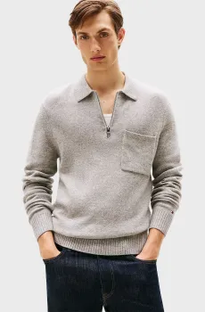 Мужское светло-серое шерстяное поло LAMBSWOOL Серый M Tommy Hilfiger MW0MW40437