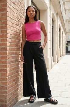 Бавовняний basic кроп-топ - яскраво-рожевий