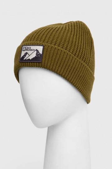 Шапка Jack Wolfskin цвет зелёный из толстого трикотажа Шапка Jack Wolfskin цвет зелёный из толстого трикотажа