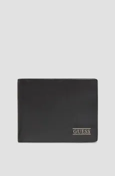 Мужской черный кожаный кошелек Черный ONESIZE Guess SMNEBR.LEA20;BLA