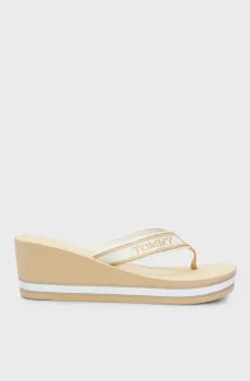 Женские бежевые вьетнамки HILFIGER WEDGE BEACH SANDAL Бежевый 39 Tommy Hilfiger FW0FW07903