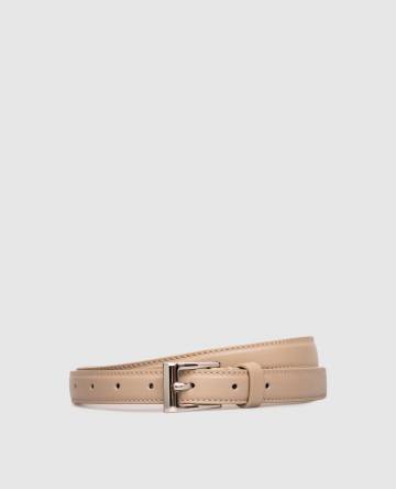 Кожаный бежевый ремень
