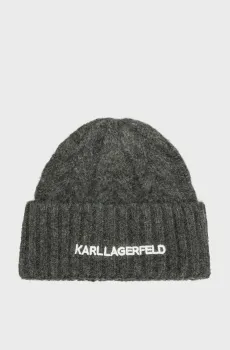 Женская темно-серая шапка cable Серый ONESIZE Karl Lagerfeld A4W33012