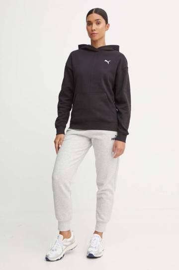 Хлопковая кофта Puma женская цвет чёрный с капюшоном однотонная 682719 Хлопковая кофта Puma женская цвет чёрный с капюшоном однотонная 682719