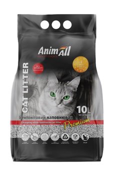 Бентонитовый наполнитель для кошачьего туалета AnimAll Premium белый, без аромата, 10 л