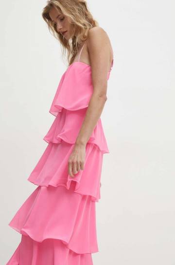 Платье Answear Lab цвет розовый maxi расклешённая Платье Answear Lab цвет розовый maxi расклешённая