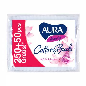 Ватные палочки Aura Beauty Cotton Buds, 250+50 шт Ватные палочки Aura Beauty Cotton Buds, 250+50 шт