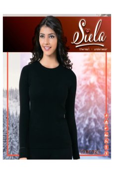 Женская футболка Siela 111 термо, с длинными рукавами, черная, размер 2XL/3XL