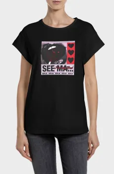 Женская черная футболка Черный XS Replay W3473D.000.20994