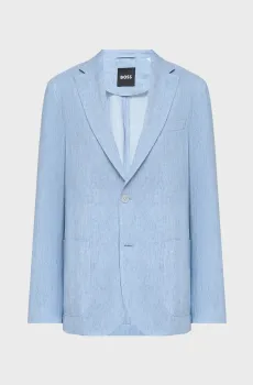 Мужской голубой льняной блейзер Голубой 50 BOSS 50561906;466