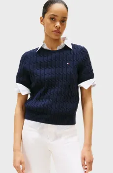 Женский темно-синий джемпер CO CABLE MID Синий S Tommy Hilfiger WW0WW45656
