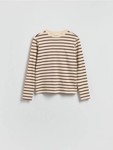 Reserved - Лонгслів із мерсеризованої бавовни - коричневий - 9467H-88X