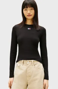 Женский черный лонгслив SLIM Черный M Tommy Jeans DW0DW20178