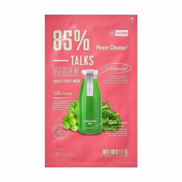 Уценка! Тканевая маска для лица Missha Talks Vegan Squeeze Sheet Mask Power Cleanse, 27 г Уценка! Тканевая маска для лица Missha Talks Vegan Squeeze Sheet Mask Power Cleanse, 27 г