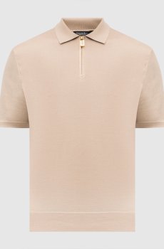 Бежевое поло с шелком