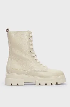 Женские бежевые кожаные ботинки MONOCHROMATIC LACE UP Бежевый 37 Tommy Hilfiger FW0FW06732