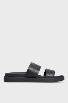 Женские черные кожаные слайдеры с узором ERGO SLIDE - HF MONO Черный 37 Calvin Klein HW0HW01535