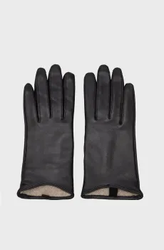 Женские черные кожаные перчатки LEATHER GLOVES Черный L Gant 4930072