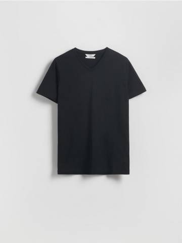 Reserved - Футболка slim з V-подібним вирізом - чорний - 8665H-99X Reserved - Футболка slim з V-подібним вирізом - чорний - 8665H-99X