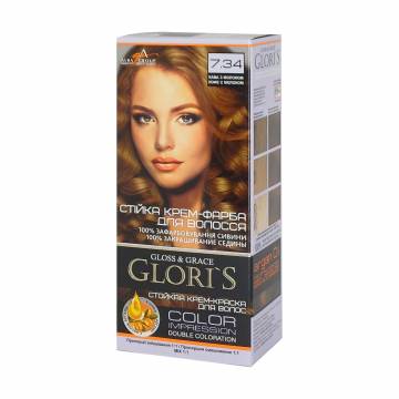 Стойкая крем-краска для волос Gloris Gloss & Grace для двух применений 7.34 Кофе с молоком, 130 мл Стойкая крем-краска для волос Gloris Gloss & Grace для двух применений 7.34 Кофе с молоком, 130 мл