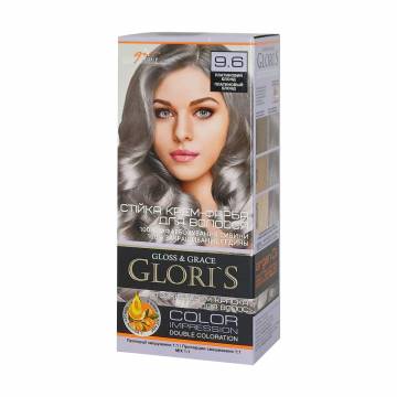Стойкая крем-краска для волос Gloris Gloss & Grace для двух применений 9.6 Платиновый блонд, 130 мл Стойкая крем-краска для волос Gloris Gloss & Grace для двух применений 9.6 Платиновый блонд, 130 мл