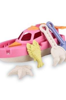 Набор для игры с песком ranxian с катером, 5 предметов, розовый, от 3 лет, размеры катера 30*12*10 см (RX789-197)