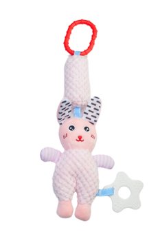 Мягкая игрушка-погремушка Lindo Зайчик, с рождения, 36*12*5 см (F 1015)
