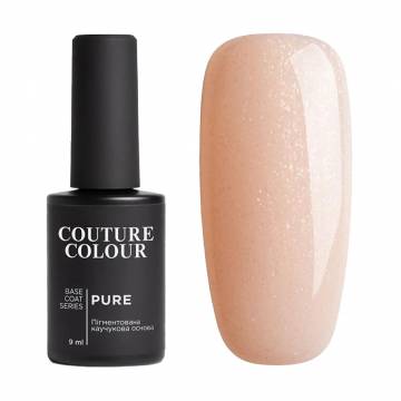 Камуфлирующая каучуковая база для гель-лака Couture Colour Pure Base Coat 07 Кокосово-розовый с шиммером, 9 мл