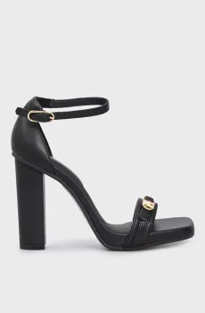Женские черные кожаные босоножки HIGH HEEL SANDAL LEATHER Черный 39 Tommy Hilfiger FW0FW08364