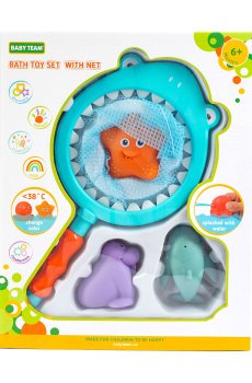 Детский набор игрушек для ванной Baby Team с сачком, от 6 месяцев, 31*24.5*6 см (9027)
