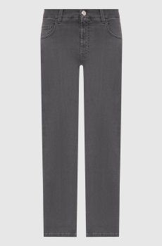 Серые джинсы с монограммой логотипа
