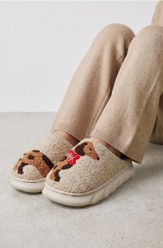 Капці teddy з мотивом такси - кремовий