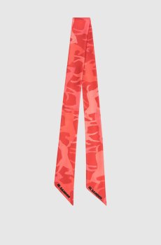 Красная твилья лента из шелка в узор с логотипом