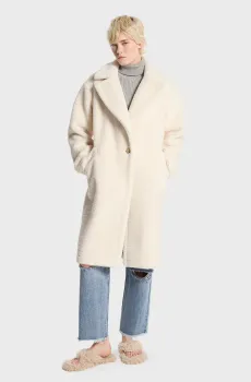 Женская белая шуба OVERSIZED TEDDY SHEARLING COAT Белый S Michael Kors 77B1384M52