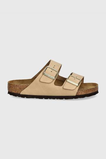 Шлепанцы из нубука Birkenstock Arizona SFB цвет бежевый 1019013 Шлепанцы из нубука Birkenstock Arizona SFB цвет бежевый 1019013