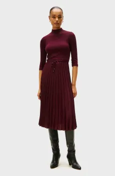 Женское бордовое платье SLIM 5X2 RIB Бордовый S Tommy Hilfiger WW0WW46138