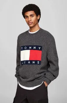 Мужской серый джемпер TJM REG MELANGE FLAG Серый L Tommy Jeans DM0DM19442