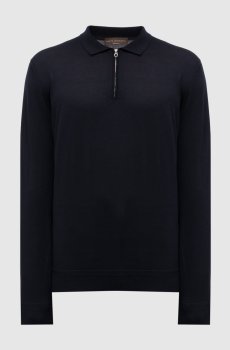 Синее поло из шерсти