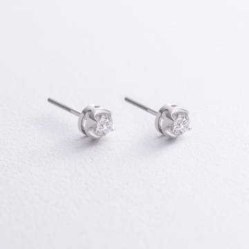 Серьги - пусеты с бриллиантами (белое золото) 342141121 Серьги - пусеты с бриллиантами (белое золото) 342141121