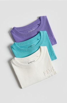 Reserved - Бавовняна футболка, набір з 3 - бірюзовий - 909HR-66X