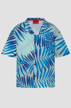 Мужская оливковая рубашка с узором Оливковый XS HUGO 50510621;307