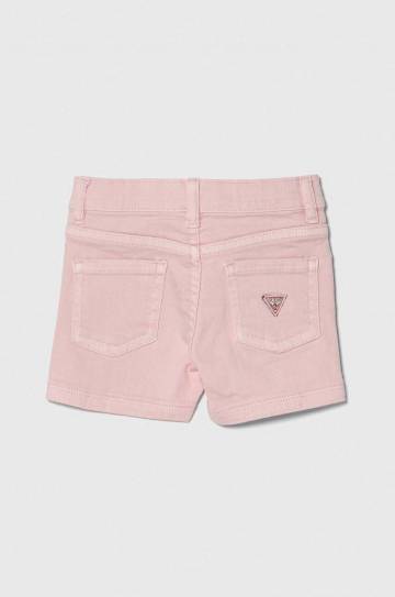 Детские джинсовые шорты Guess цвет розовый однотонные регулируемая талия