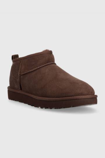 Кожаные сапоги UGG W Classic Ultra Mini цвет коричневый Кожаные сапоги UGG W Classic Ultra Mini цвет коричневый