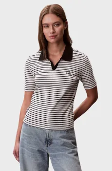Женское белое поло в полоску MONOLOGO Белый S Calvin Klein Jeans LV047F835G