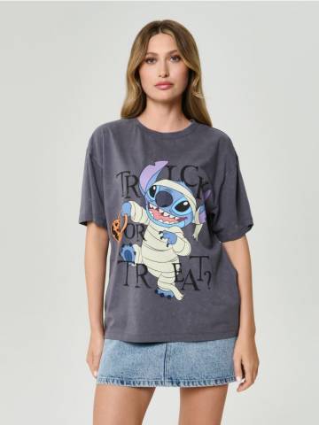 Футболка з принтом Stitch - темно-сірий