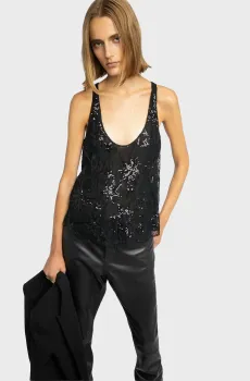 Женский черный топ Tarysa Черный S ZADIG&VOLTAIRE WWTO01990_BLACK